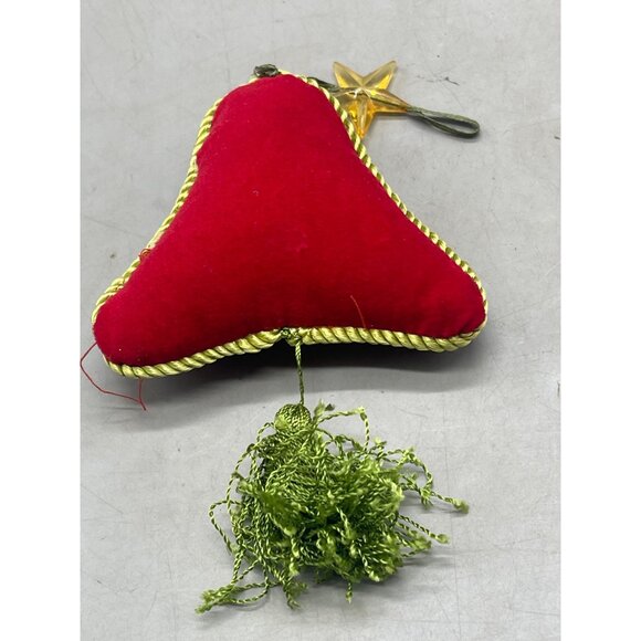 Christmas handmade plush ornament star felt tassel floral red green 6" READ - Picture 6 of 6